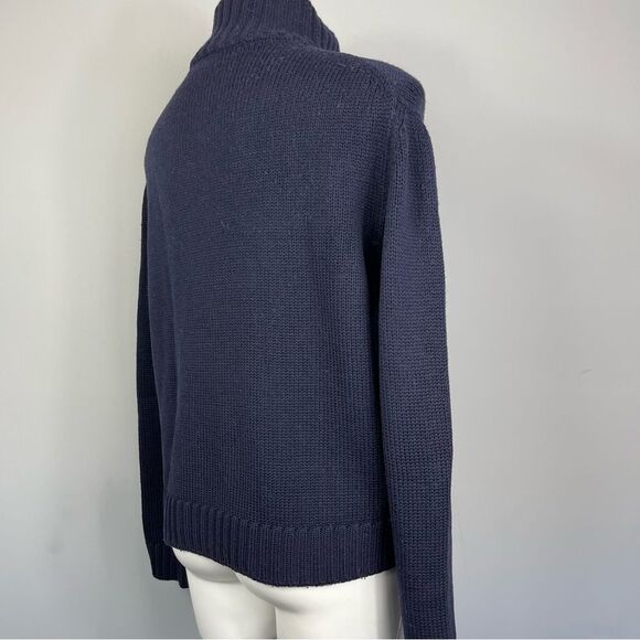 BRUNO MANETTI Merino Wool Boxy Quarter Zip Sweater Made In Italy Navy Blue M - Picture 13 of 16